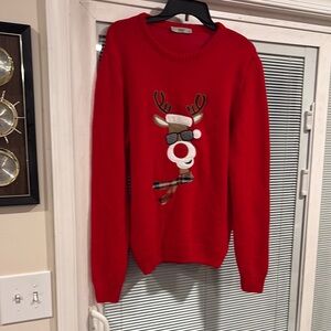 Cozy Red Reindeer Crewneck Sweater